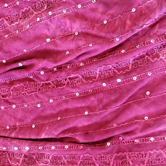 SHANNON FORD New York Burgundy Maroon tie dye Short Sleeve Sequin Top Tunic Lge. - Picture 4 of 8